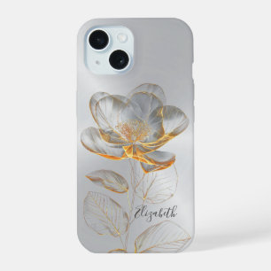 Gold Rose Silver Add Name  iPhone 15 Case