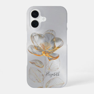 Gold Rose Silver Add Name iPhone 16 Case