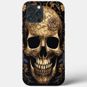 Gold Rose Skull iPhone 13 Pro Max Case