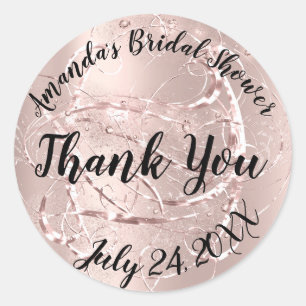 Gold Rose Strokes Thank You Sweet Bridal Shower Classic Round Sticker