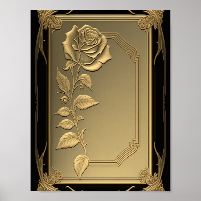 Gold Rose Template Background Custom Poster (Front)