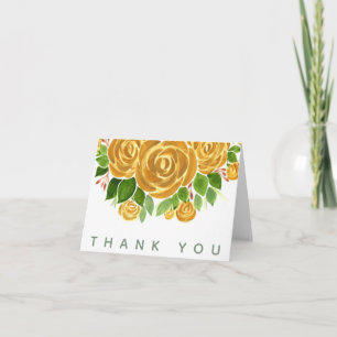Gold Rose Thank You Card