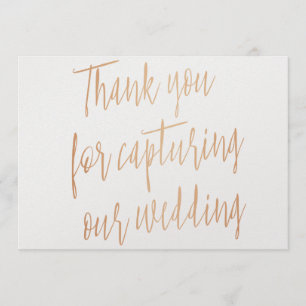 Gold Rose "Thank you for capturing our wedding" Thank You Card