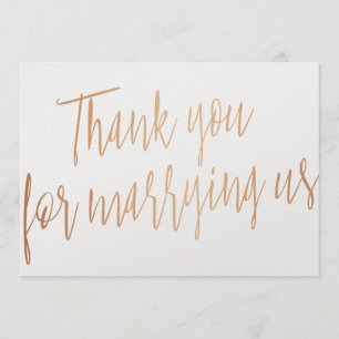 Gold Rose "Thank you for marring us" Thank You Card