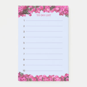 Gold Rose Tropical Flowers on Light Blue List Post-it Notes
