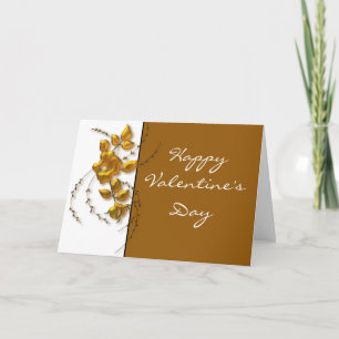 Gold Rose Vine Happy Valentine's Day Greeting Card