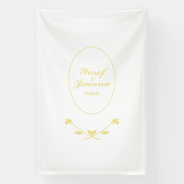 Gold Rose Wedding Banner (Vertical)