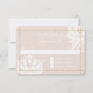Gold Rose Wedding Millennial Blush Coral Pink RSVP Card