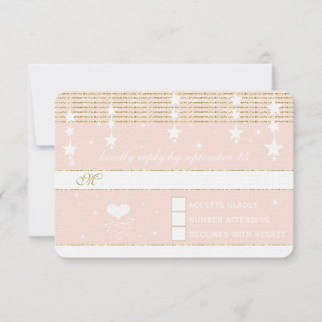 Gold Rose Wedding Under the Stars RSVP Card (Front)