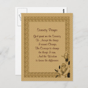 Gold Rosebuds Serenity Prayer Postcard