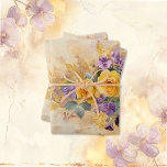 Gold Roses and Violets 50th Wedding Anniversary Wrapping Paper Sheet<br><div class="desc">The 50th wedding anniversary marks a half-century of love. Help celebrate this Golden Anniversary with this romantic gift wrapping paper set of 3 similar sheets. The lovely vintage watercolor design includes the classical colours and flowers that are traditionally associated with this event: yellow roses, violets, and splashes of faux gold...</div>