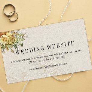 Gold Roses Shabby Chic Wedding Website Enclosure Card