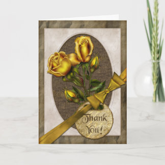 Gold Roses Thank You Card
