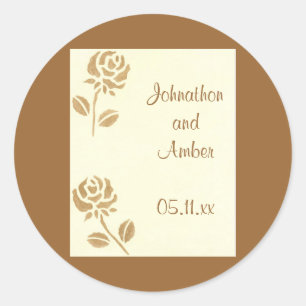 Gold Roses, Wedding Save the date stickers