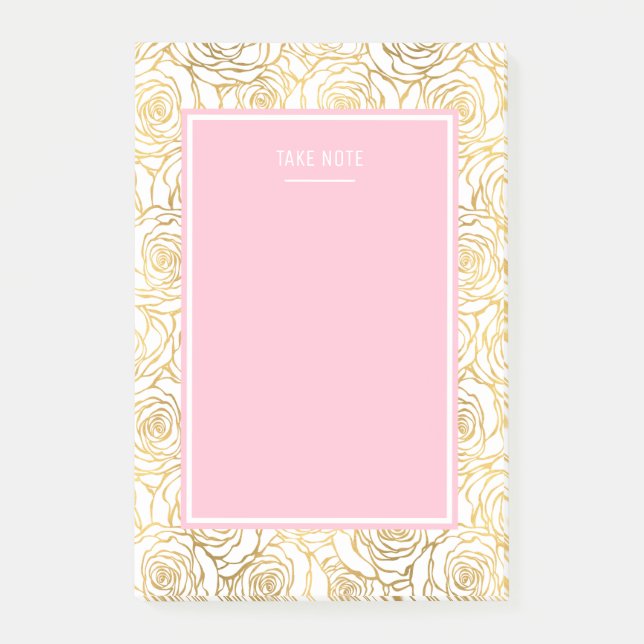 Gold Roses with Pink Post-it Notes (Front)
