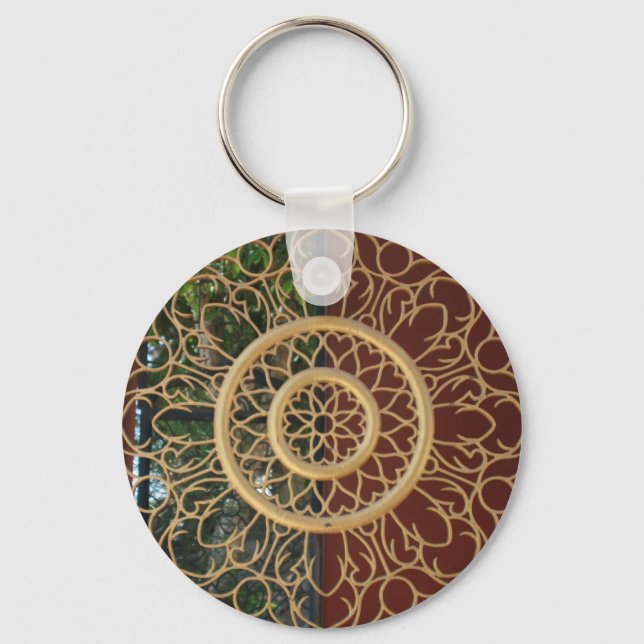 gold round design key ring (Front)