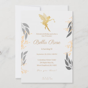 Gold royal 5th birthday party invitation card