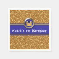 Gold & Royal Blue Crown Birthday Party Cusom