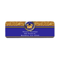 Gold & Royal Blue Crown Birthday Party Invitation