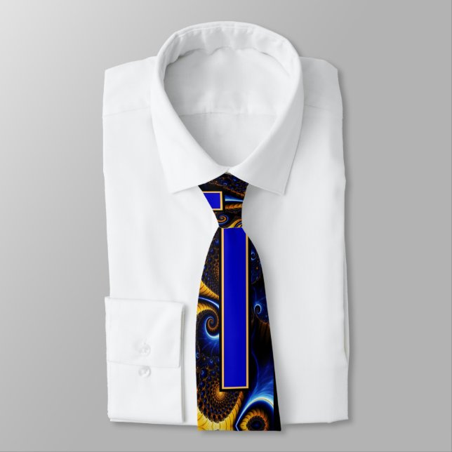 gold royal blue paisley tie (Tied)