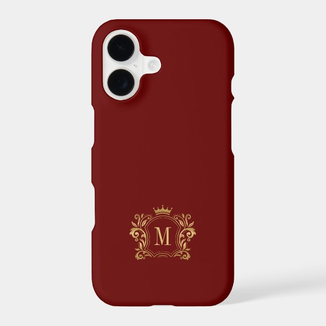 Gold Royal Scrolls and a Crown Monogram iPhone Case (Back)