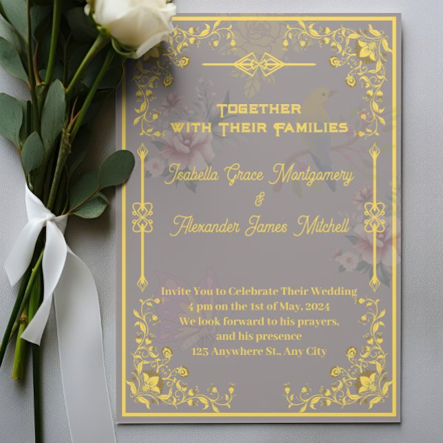 Gold Royal Wedding Invitations Customisable (funny wedding invitations wording, fun wedding invite sayings, cool wedding gift cards)