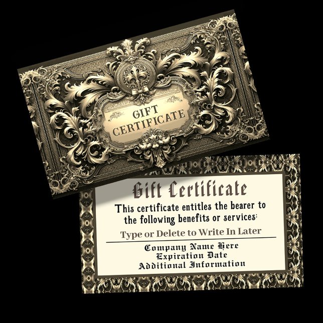 Gold Royalty Gift Certificate (Gold Gift Certificate)