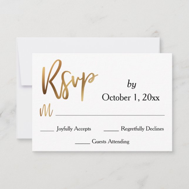 Gold RSVP Typography, Bokeh and Black Back (Front)