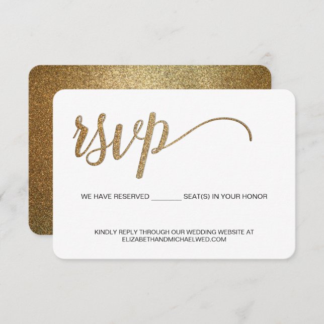 Gold RSVP without mailing Reserved Seat Wedding (Front/Back)