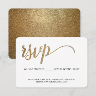 Gold RSVP without mailing Reserved Seat Wedding Card