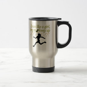 GOLD RUN LIKE A CHAMPION TRACK AND FIELD DESIGN TRAVEL MUG