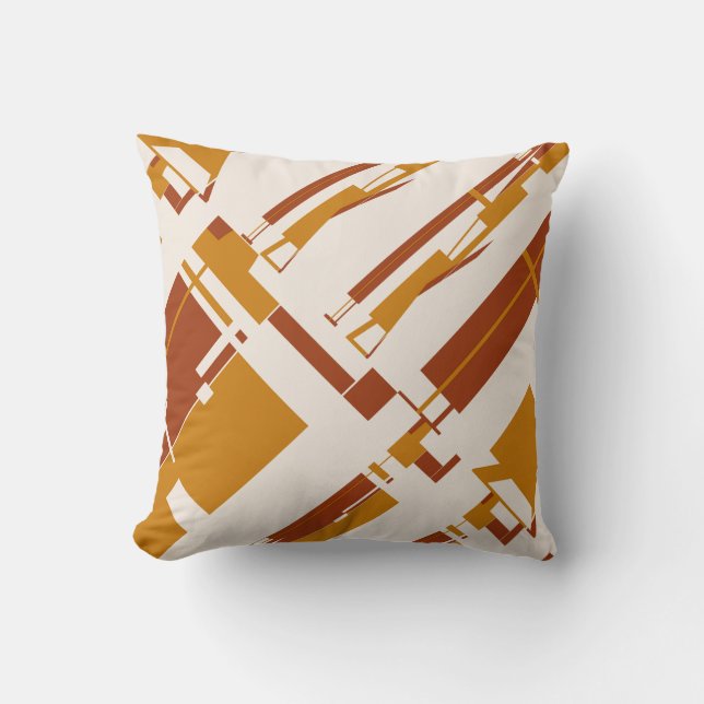 Gold Rust Beige Southwest Look Diagonal Abstract Cushion (Front)