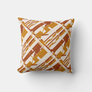 Gold Rust Beige Southwest Look Slanted Large Tiles Cushion