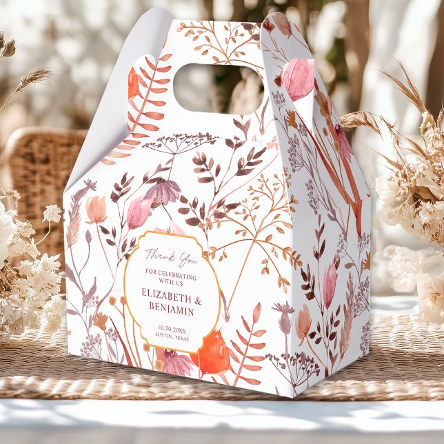 Gold Rustic Boho Chic Wildflowers Fall Wedding Favour Box (Creator Uploaded)