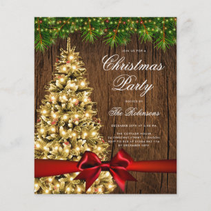 Gold Rustic Christmas Tree Invite Program Menu