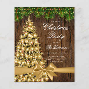 Gold Rustic Christmas Tree Invite Program Menu