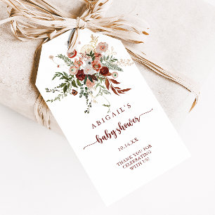 Gold Rustic Colourful Floral Baby Shower  Gift Tags
