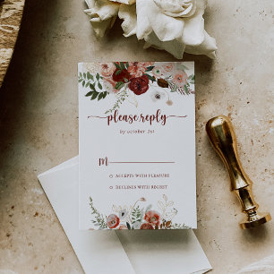 Gold Rustic Colourful Floral Calligraphy RSVP