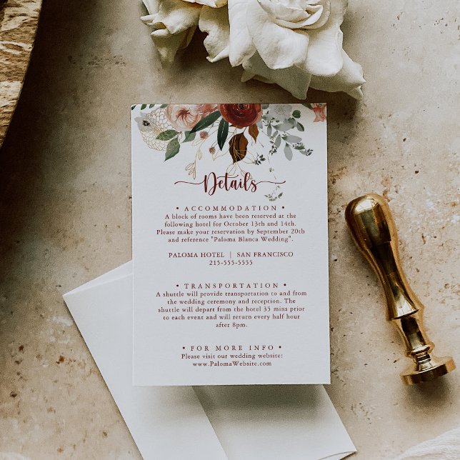 Gold Rustic Colourful Floral Wedding Details  Enclosure Card (Creator Uploaded)