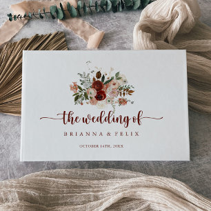 Gold Rustic Colourful Floral Wedding  Guest Book