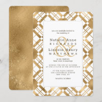 Gold Rustic Country Farmhouse Plaid Wedding