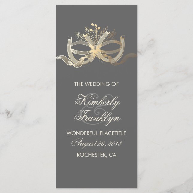 Gold Rustic Country Horseshoes Wedding Program Programme (Front)