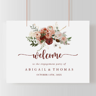 Gold Rustic Floral Engagement Party Welcome Poster
