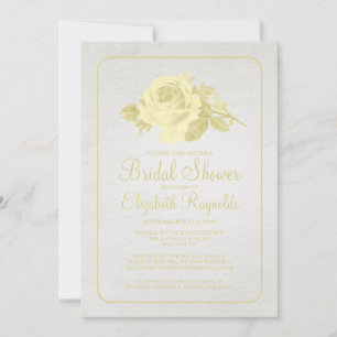 Gold Rustic Floral/Flower Bridal Shower Invitation