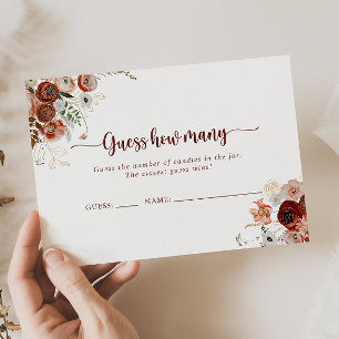 Gold Rustic Floral Guess How Many Game Card