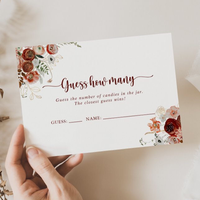 Gold Rustic Floral Guess How Many Game Card (Creator Uploaded)