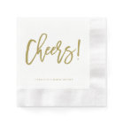 Gold Rustic Hand Lettering Cheers Wedding Napkin