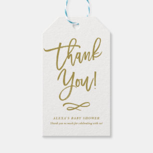 Gold Rustic Hand Lettering Thank You Gift Tag
