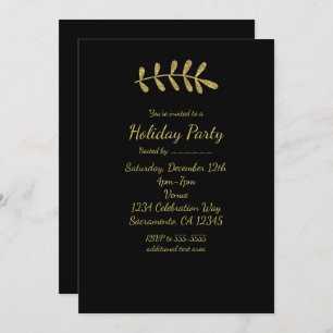 Gold Rustic Leaf Elegant Black Fall Elegant Invitation