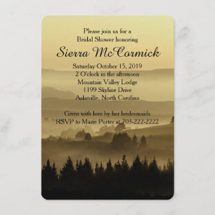 Gold Rustic Mountain Bridal Shower Invitation